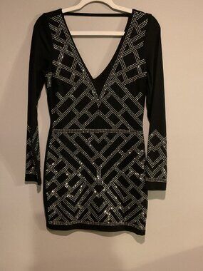 BEBE STUDDED BODYCON DRESS